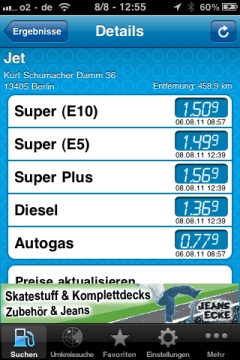 Mehr-Tanken Detailansicht Tankstelle