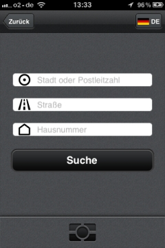 Skobbler GPS Navigation 2 App Routeneingabe